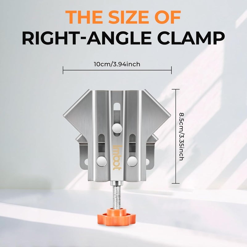 Imbot Right Angle Clamp，2pcs Stainless Steel 90 Degree Right Angle Clamp with Adjustable Swing Jaw，corner clamps for woodworking，For Welding, Framing and DIY Woodworking，Gifts for Men Dad (2Pieces) - Image 2